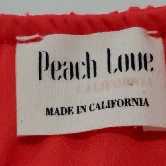 Peach Love Red/Orange V Neck Floral Top Medium - Picture 5 of 7